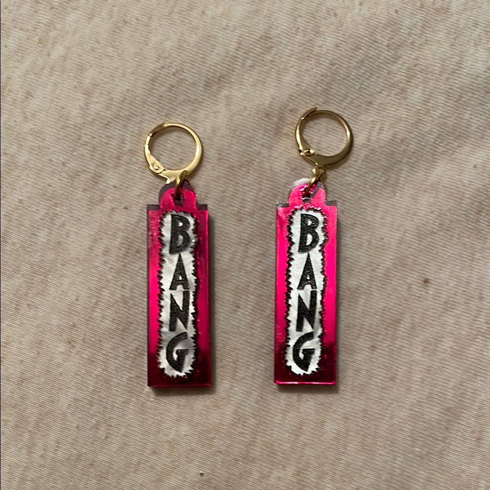 Red and Gold 'BANG' Earrings